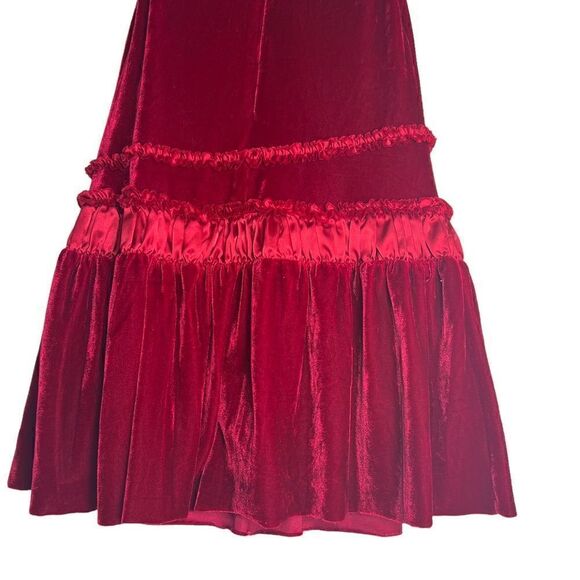 Isobella & Chloe Red Velvet Puffy Shoulder Sleeveless Girls 6X Dress - Picture 6 of 8
